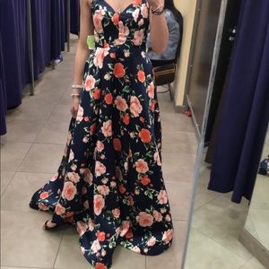 Navy blue floral dress
